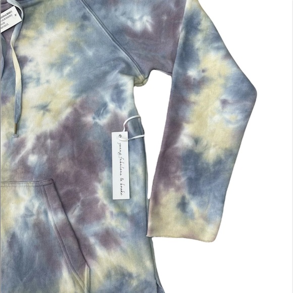 NEW Young Fabulous & Broke Oversized Hoodie Tunic Sweatshirt Blue Tie Dye Small - Picture 9 of 13
